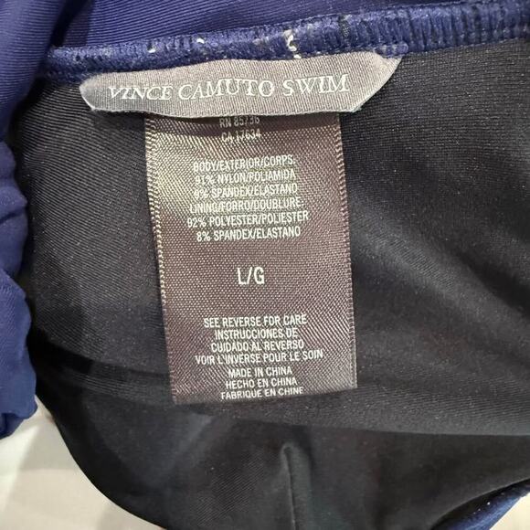 Vince Camuto Tube Bra Bandeau Bikini Top Metallic Hardware Womens Large NavyBlue - Picture 5 of 5